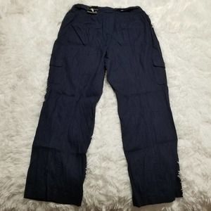 INC Linen-Blend Cargo Paper Bag Ankle Pants